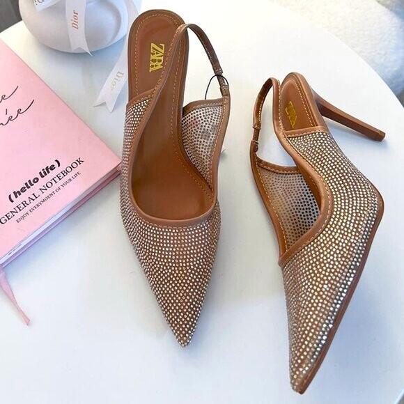 ZARA Pointed Toe Slingbacks NWT - Picture 2 of 16